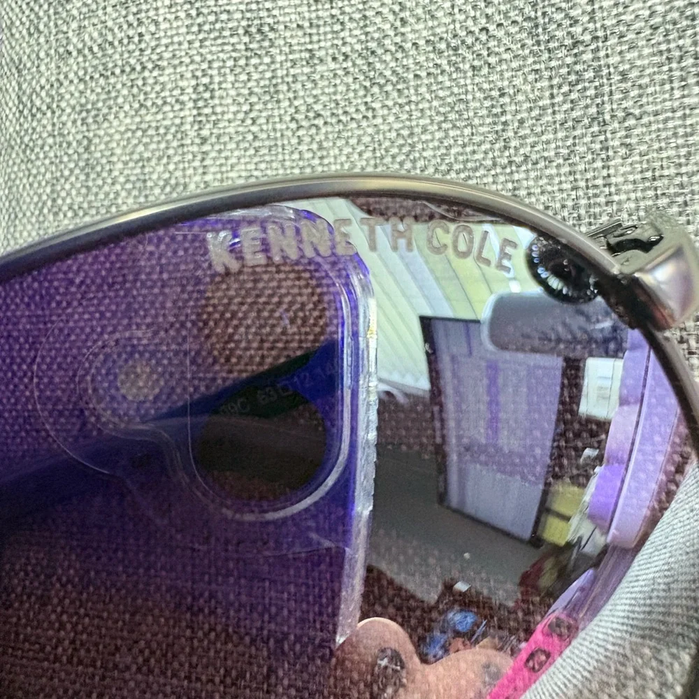 KENNETH COLE Silver Frame Sunglasses with Purple Lenses-Unisex NEW